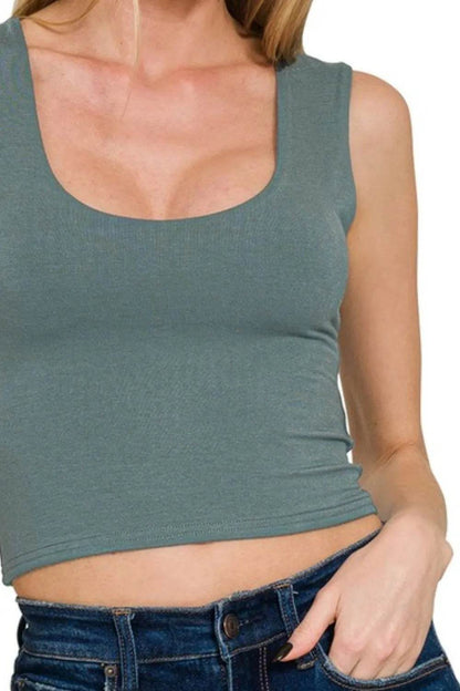Zenana Double Layered Cropped Tank Top - Shop Style & More | Fresh Looks, Everyday Deals & Free Shipping
