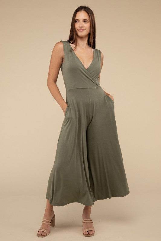 Surplice Neckline Sleeveless Jumpsuit - Shop Style & More | Fresh Looks, Everyday Deals & Free Shipping