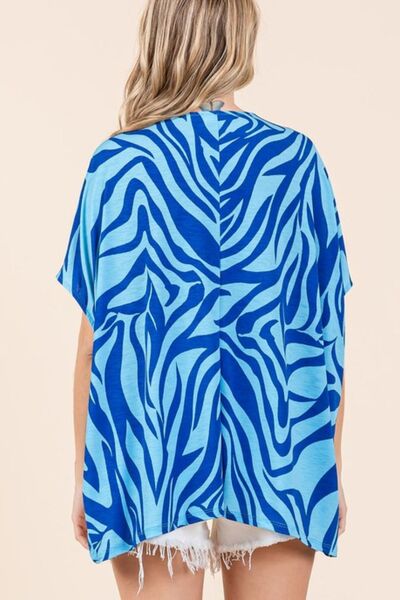 Mittoshop Zebra Print V-Neck Short Sleeve Oversized Top Blouses