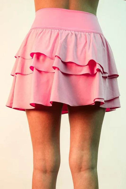 VERY J Riffled Tiered Layers Activewear Skirt with Shorts - Shop Style & More | Fresh Looks, Everyday Deals & Free Shipping