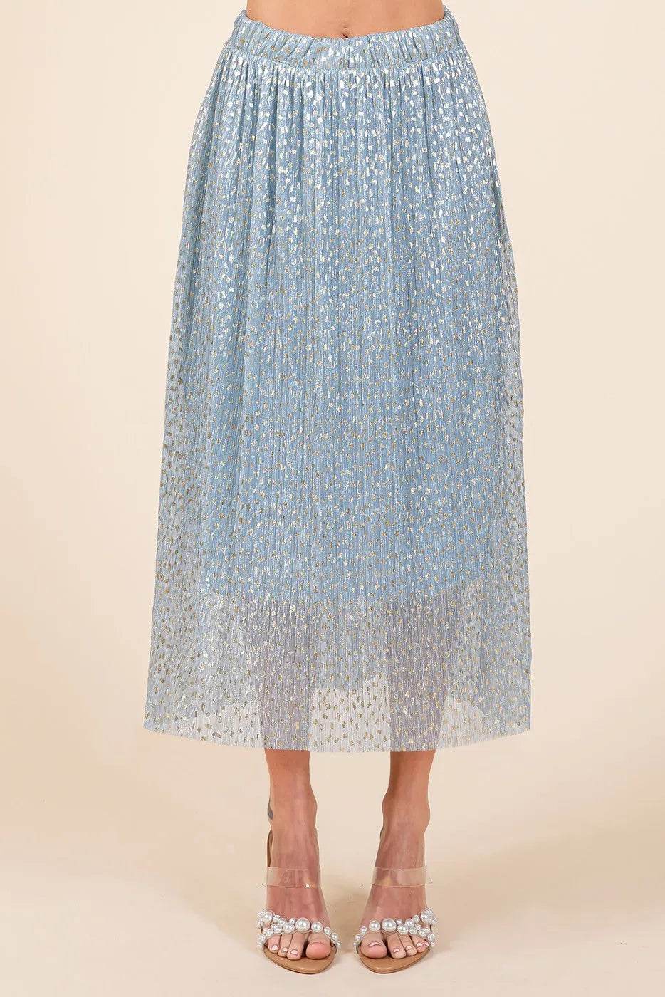 Mittoshop Metallic Glitter Speckle Print Elastic Midi Skirt - Shop Style & More | Fresh Looks, Everyday Deals & Free Shipping