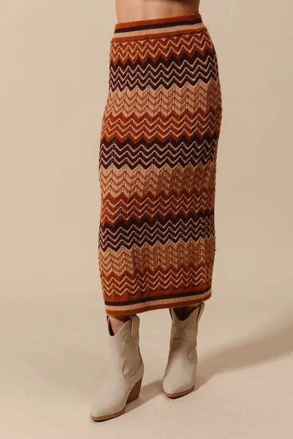 SO ME Multi Color Chevron Knit Skirt - Shop Style & More | Fresh Looks, Everyday Deals & Free Shipping