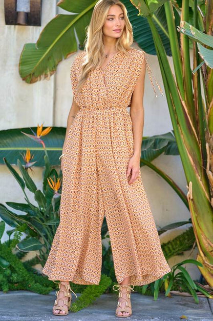 Printed V-Neck Sleeveless Jumpsuit - Shop Style & More | Fresh Looks, Everyday Deals & Free Shipping
