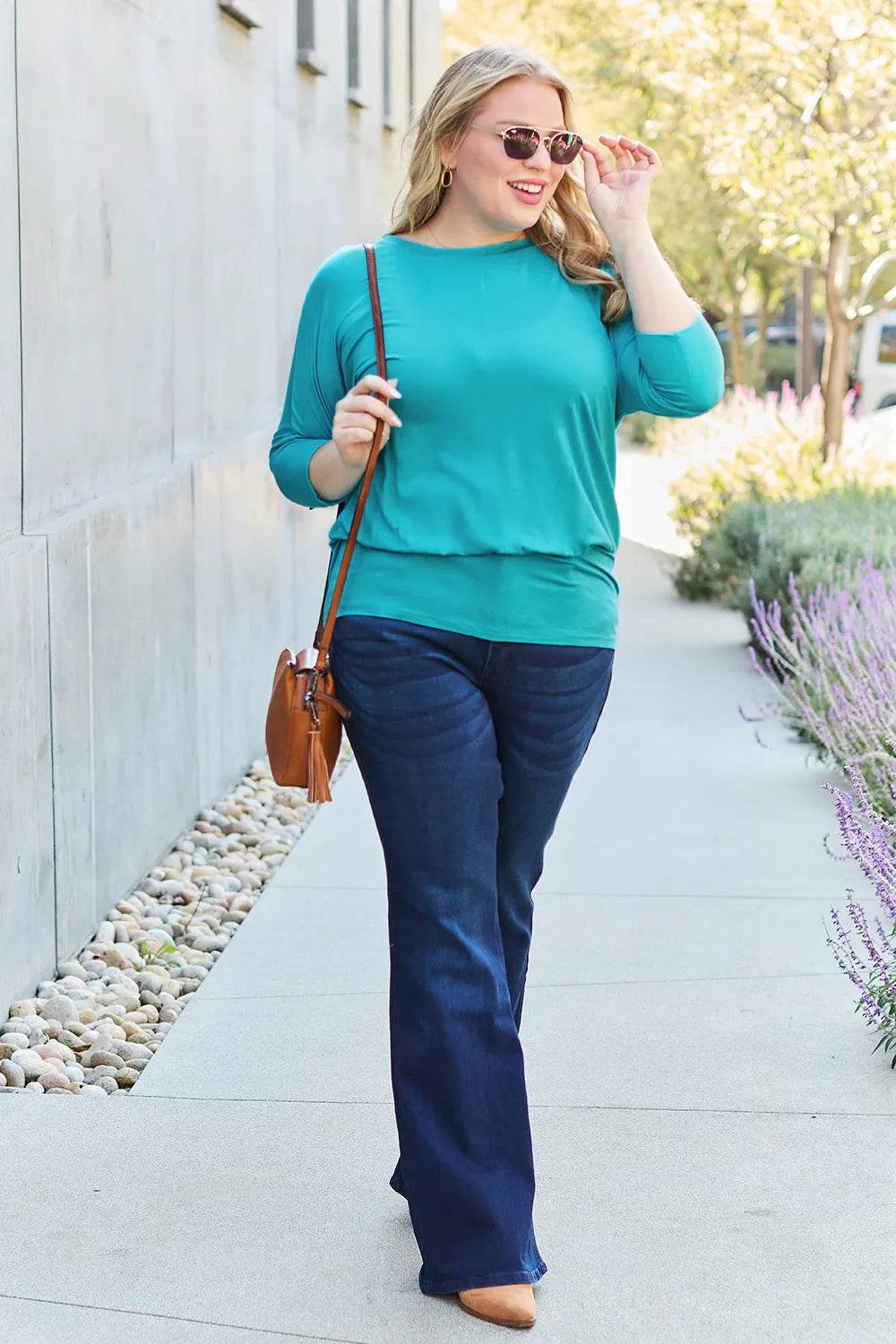 Basic Bae Full Size Round Neck Batwing Sleeve Top - Shop Style & More | Fresh Looks, Everyday Deals & Free Shipping
