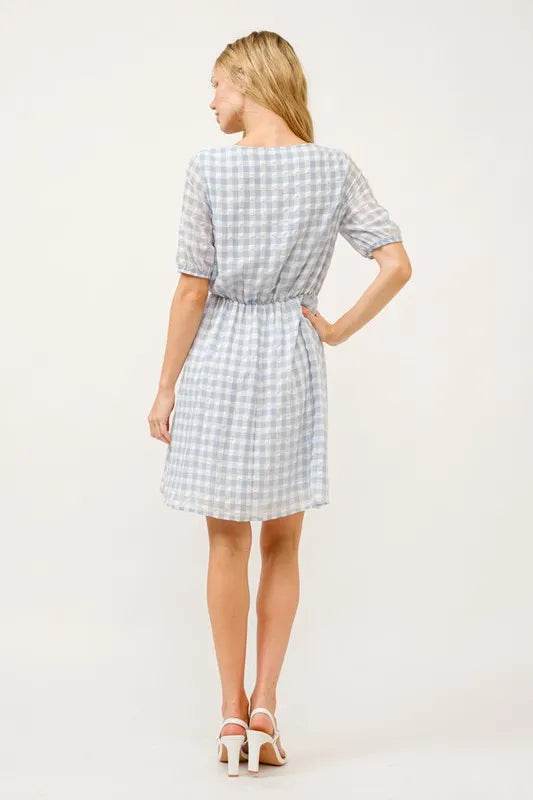 And The Why Puff Sleeve Ruched Button Front Gingham Dress - Shop Style & More | Fresh Looks, Everyday Deals & Free Shipping
