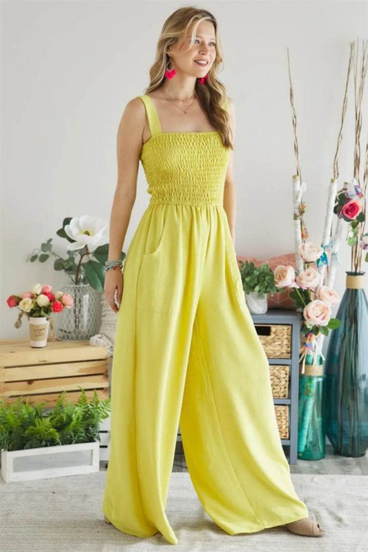 ADORA Smocking Top Wide Leg Jumpsuit - Shop Style & More | Fresh Looks, Everyday Deals & Free Shipping
