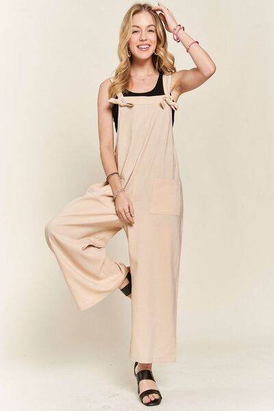 ADORA Knotted Wide Strap Wide Leg Overalls - Shop Style & More | Fresh Looks, Everyday Deals & Free Shipping