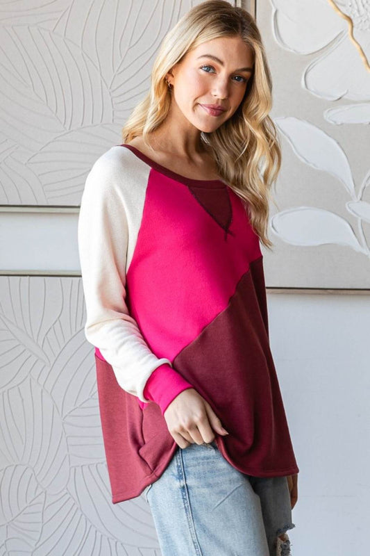 HOPELY Color Block Long Sleeve T-Shirt - Shop Style & More | Fresh Looks, Everyday Deals & Free Shipping
