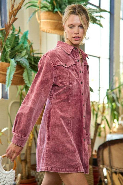WASHED CORDUROY MINI DRESS JJD5006 - Shop Style & More | Fresh Looks, Everyday Deals & Free Shipping