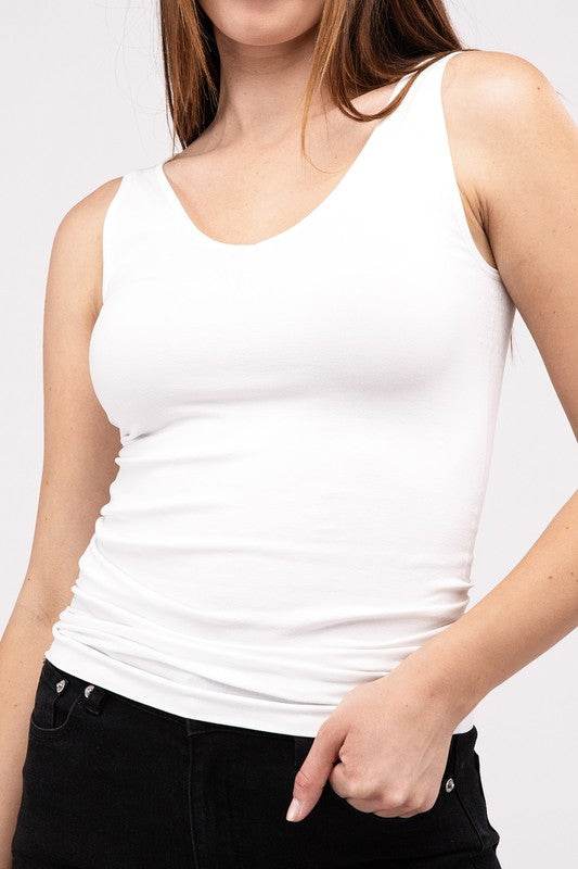 Front & Back 2-Way V-Neck Seamless Tank - Shop Style & More | Fresh Looks, Everyday Deals & Free Shipping