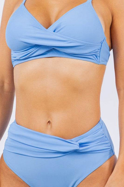 TWO PIECE ROUCHED TOP AND BOTTOM HIGH WAISTED BIKI - Shop Style & More | Fresh Looks, Everyday Deals & Free Shipping