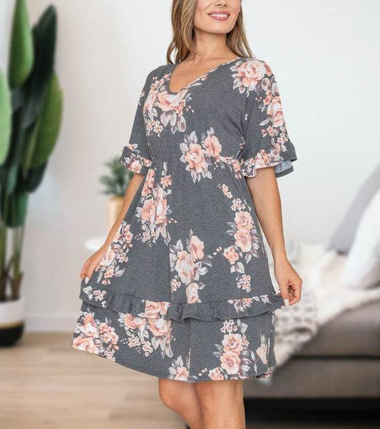 Floral V Neck Ruffle Dress - Shop Style & More | Fresh Looks, Everyday Deals & Free Shipping