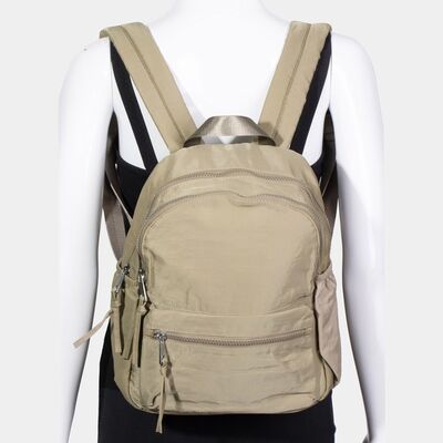 Fame Nylon Multi Pocket Backpack Bag Khaki One Size Bags