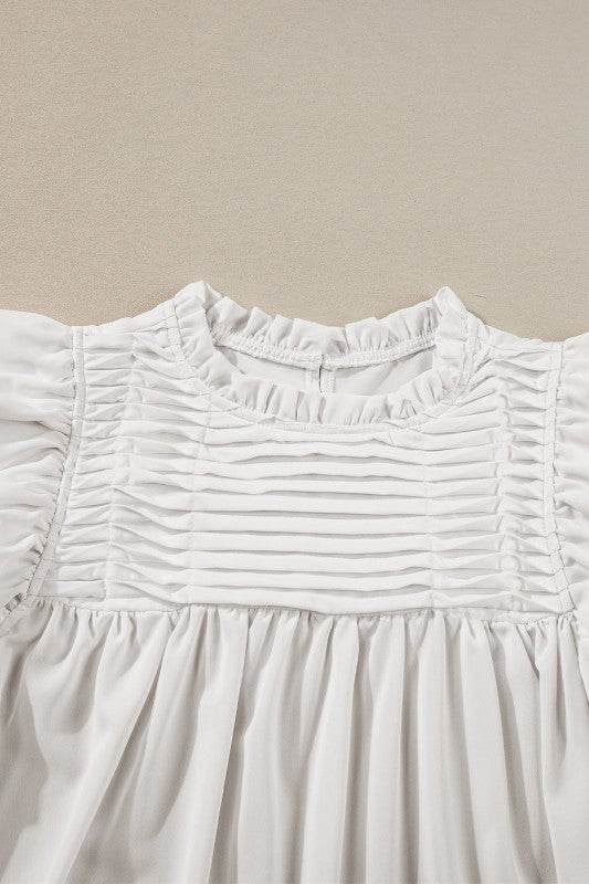 Dayana Ruffled Flutter Sleeve Pleated Blouse - Shop Style & More | Fresh Looks, Everyday Deals & Free Shipping
