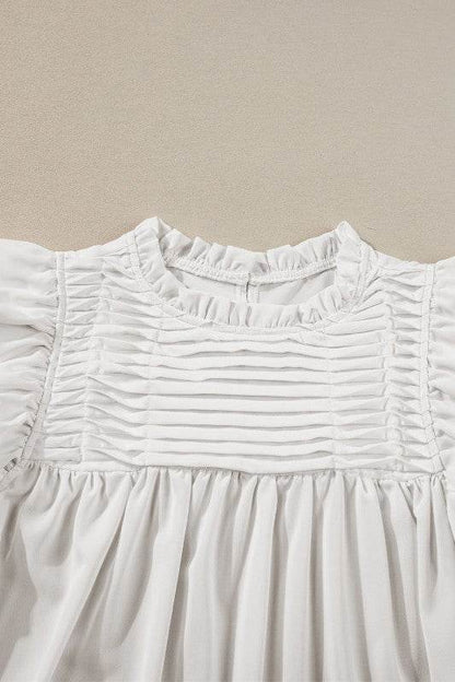 Dayana Ruffled Flutter Sleeve Pleated Blouse - Shop Style & More | Fresh Looks, Everyday Deals & Free Shipping