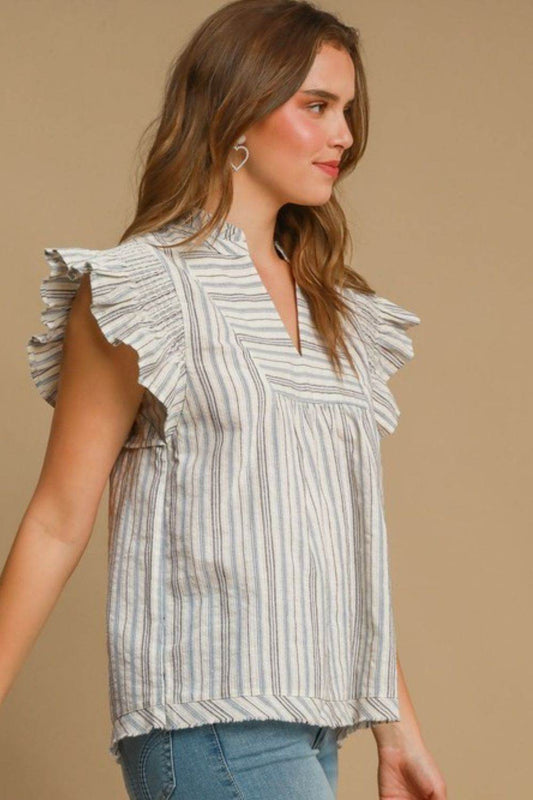 Umgee Full Size Striped Babydoll Top Plus Size - Shop Style & More | Fresh Looks, Everyday Deals & Free Shipping