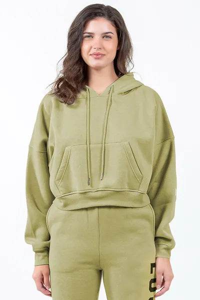 American Bazi Letter Graphic Long Sleeve Drawstring Cropped Hoodie - Shop Style & More | Fresh Looks, Everyday Deals & Free Shipping