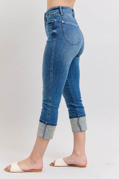 Judy Blue Full Size Skinny Cuff Capris Jeans with Pockets Plus Size - Shop Style & More | Fresh Looks, Everyday Deals & Free Shipping