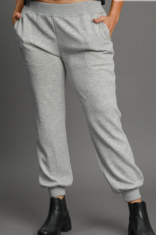 Umgee Full Size High Rise Elastic Waist Knit Joggers with Pockets Plus Size - Shop Style & More | Fresh Looks, Everyday Deals & Free Shipping