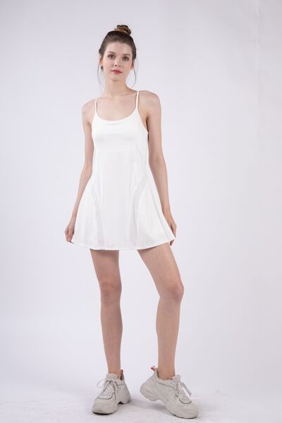 VERY J Mesh Detail Tennis Mini Active Dress with Shorts Inside White Activewear Tops & Jackets