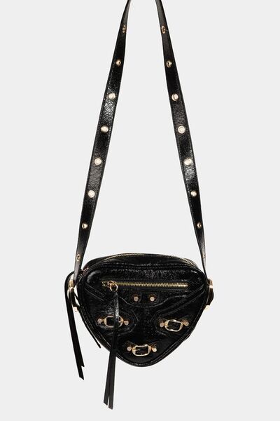 Fame PU Leather Triangle Crossbody Bag Black One Size Bags