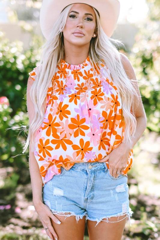 Alison Ruffled Sleeve Smocked Floral Top - Shop Style & More | Fresh Looks, Everyday Deals & Free Shipping