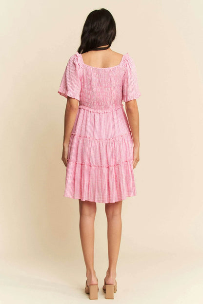 Davi & Dani Jacquard Checker Smocking Tiered Dress - Shop Style & More | Fresh Looks, Everyday Deals & Free Shipping