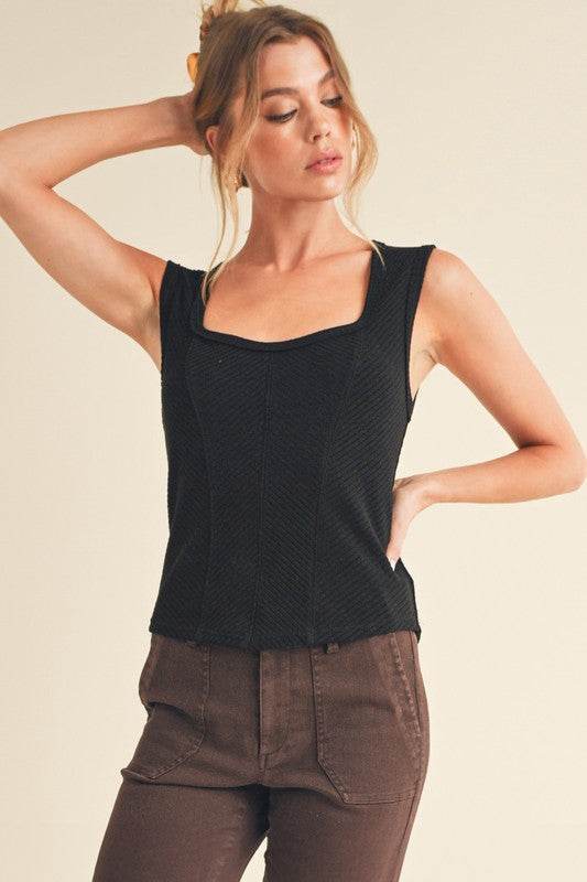 Aemi + Co Exposed Seam Ribbed Wide Strap Tank - Shop Style & More | Fresh Looks, Everyday Deals & Free Shipping