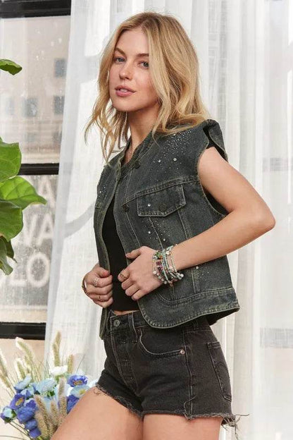 ADORA Sleeveless Button Down Denim Jacket - Shop Style & More | Fresh Looks, Everyday Deals & Free Shipping