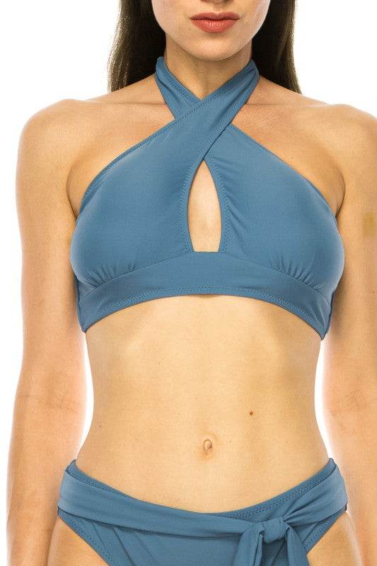 TWO PIECE CRISS CROSS NECKLINE BOW TIED BIKINI - Shop Style & More | Fresh Looks, Everyday Deals & Free Shipping