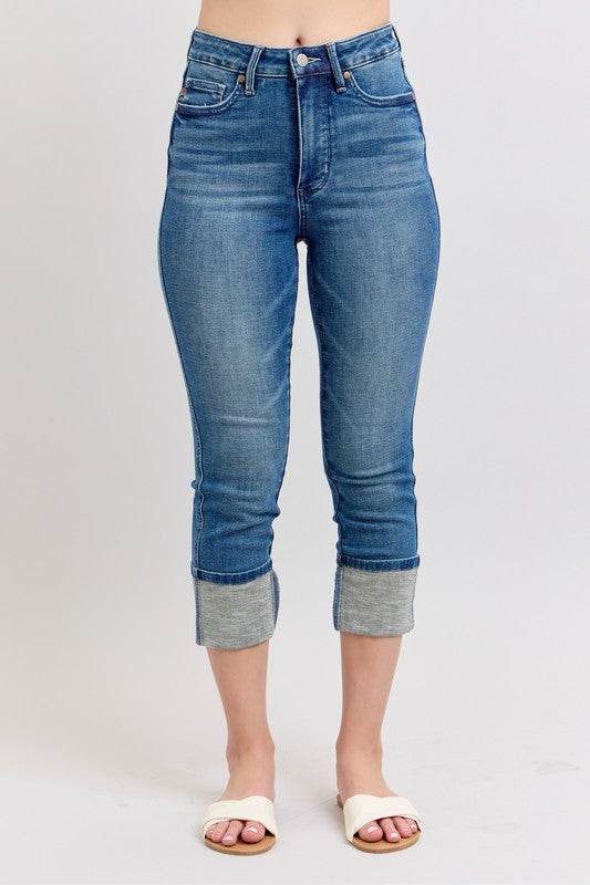 Judy Blue Full Size Skinny Cuff Capris Jeans with Pockets Plus Size - Shop Style & More | Fresh Looks, Everyday Deals & Free Shipping