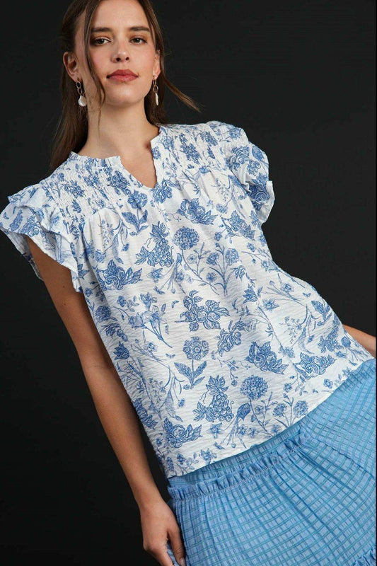 Umgee Full Size Two Tone Boxy Cut Floral Print Plus Size - Shop Style & More | Fresh Looks, Everyday Deals & Free Shipping