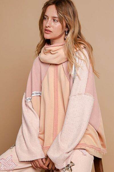POL Exposed Seam Turtleneck Stud Trim French Terry Hoodie - Shop Style & More | Fresh Looks, Everyday Deals & Free Shipping