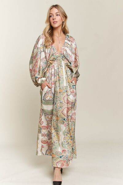 ADORA Printed V-Neck Batwing Sleeve Dress - Shop Style & More | Fresh Looks, Everyday Deals & Free Shipping