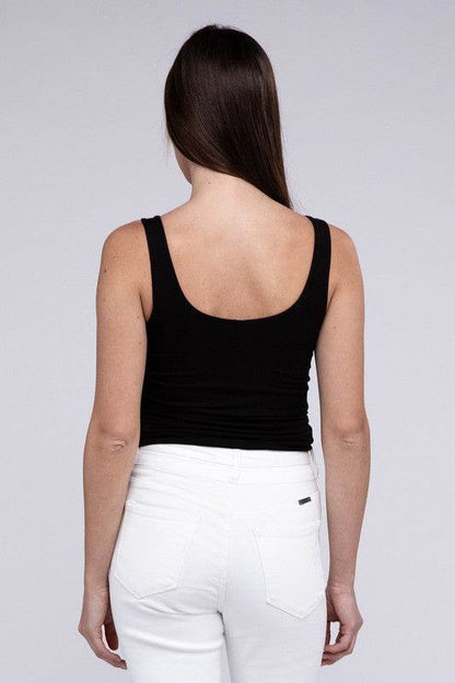 Premium Rayon Double Layered V-Neck Tank Top - Shop Style & More | Fresh Looks, Everyday Deals & Free Shipping