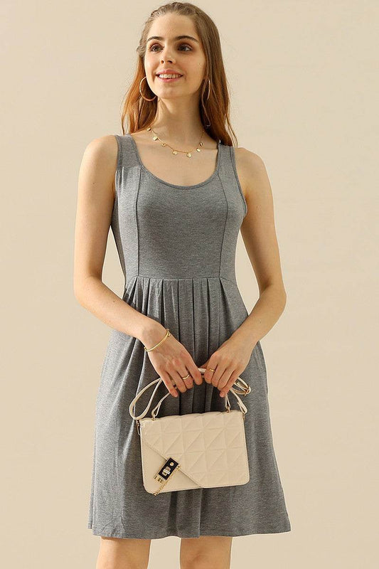 Doublju Full Size Round Neck Ruched Sleeveless Dress with Pockets - Shop Style & More | Fresh Looks, Everyday Deals & Free Shipping