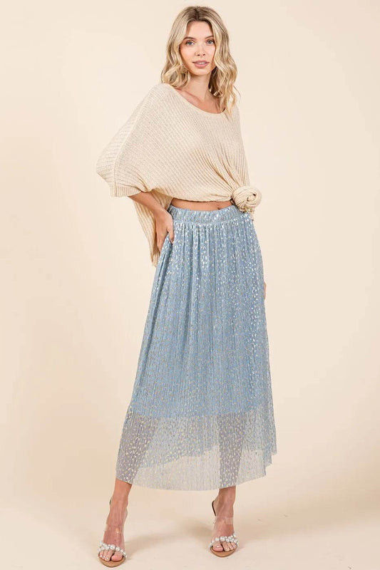 Mittoshop Metallic Glitter Speckle Print Elastic Midi Skirt - Shop Style & More | Fresh Looks, Everyday Deals & Free Shipping