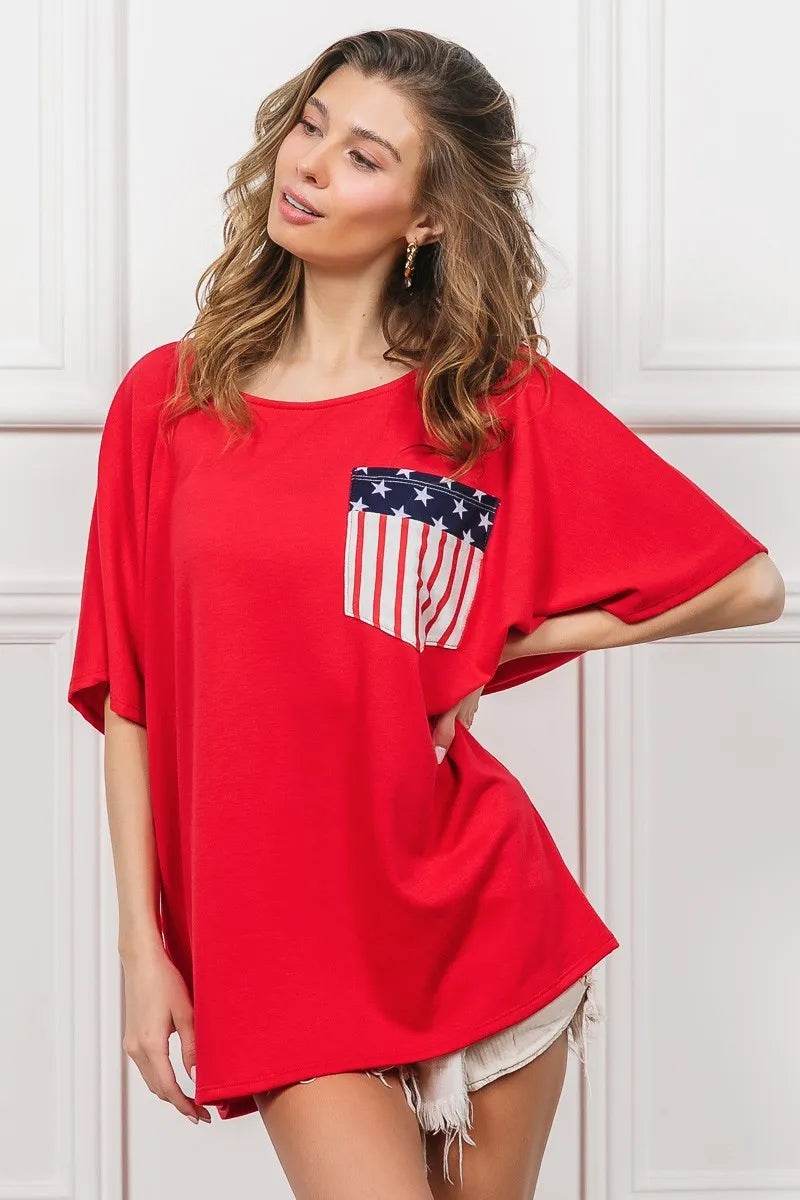 BiBi French Terry With Front Pocket Dolman Sleeves Top - Shop Style & More | Fresh Looks, Everyday Deals & Free Shipping