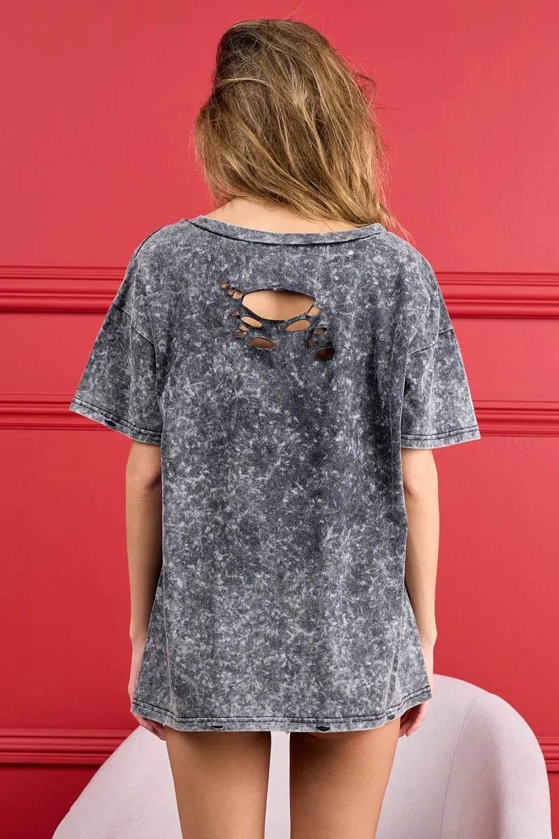 BiBi 4th Of July Theme Mineral Washed Laser Cut Top - Shop Style & More | Fresh Looks, Everyday Deals & Free Shipping