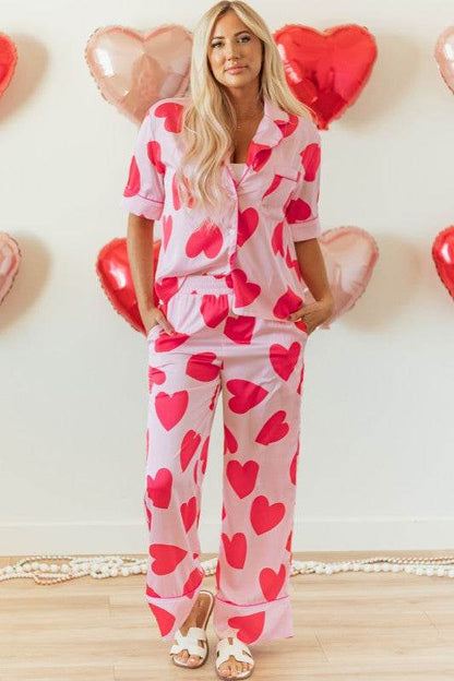Heart Valentines Short Sleeve Pants Pajamas Set - Shop Style & More | Fresh Looks, Everyday Deals & Free Shipping