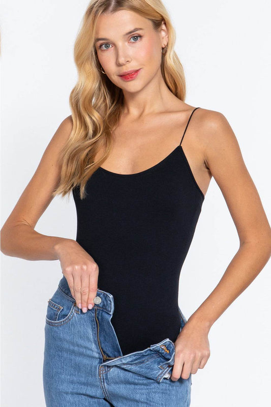 ACTIVE BASIC Ribbed Round Neck Seamless Cami Bodysuit - Shop Style & More | Fresh Looks, Everyday Deals & Free Shipping