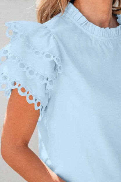 Jessie Layered Ric Rac Cap Sleeve Filled Neck Blou - Shop Style & More | Fresh Looks, Everyday Deals & Free Shipping