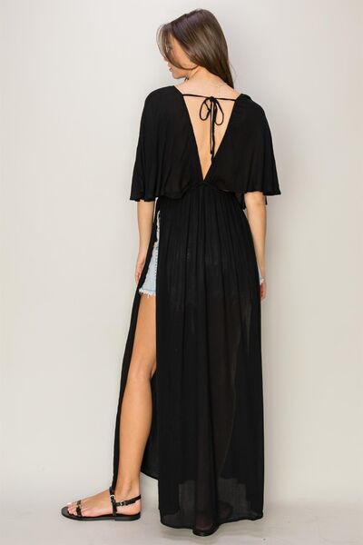 Tie Back Maxi Split Cover Up Dress Cover-Ups