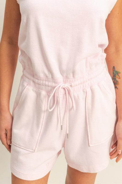 HYFVE Round Neck Cap Sleeve Drawstring Waist Romper - Shop Style & More | Fresh Looks, Everyday Deals & Free Shipping