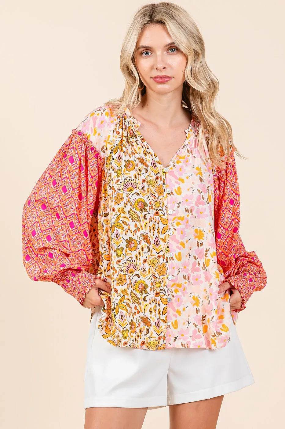 Mittoshop Mixed Patchwork Print Long Sleeve Blouse - Shop Style & More | Fresh Looks, Everyday Deals & Free Shipping