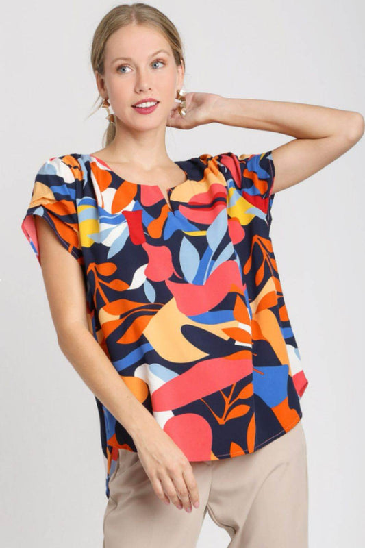 Umgee Full Size Short Sleeved Abstract Print Top Plus Size - Shop Style & More | Fresh Looks, Everyday Deals & Free Shipping