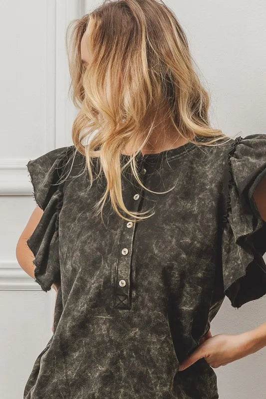 BiBi Mineral Washed Terry Top - Shop Style & More | Fresh Looks, Everyday Deals & Free Shipping