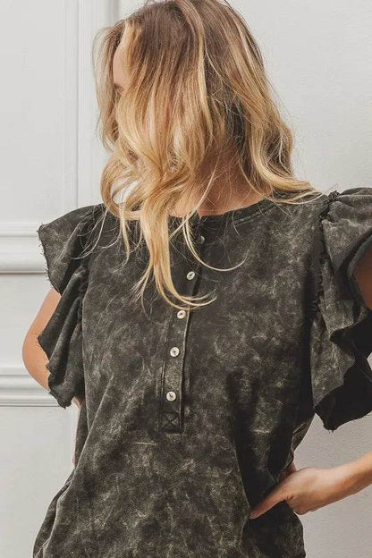 BiBi Mineral Washed Terry Top - Shop Style & More | Fresh Looks, Everyday Deals & Free Shipping