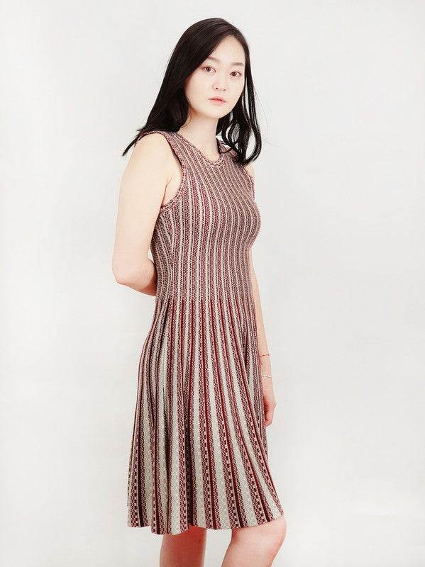 Flare Sleeveless Jacquard Sweater Knitted Dress - Shop Style & More | Fresh Looks, Everyday Deals & Free Shipping