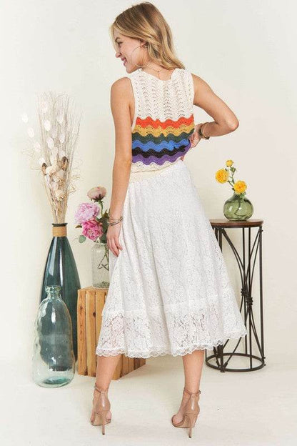 ADORA Elastic Waist Lace Midi Skirt - Shop Style & More | Fresh Looks, Everyday Deals & Free Shipping